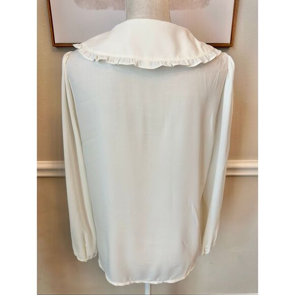 J Crew Ivory Ruffle Collar Top Size 10 - Picture 3 of 4